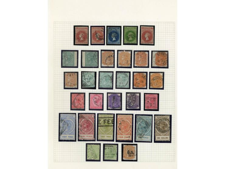 1854/1928, sehr schöne gestempelte Sammlung, dabei Tasmanien Mi.-Nr. 2a, Westaustralien Mi.-Nr. 1B, zwei lose Werte und ein P