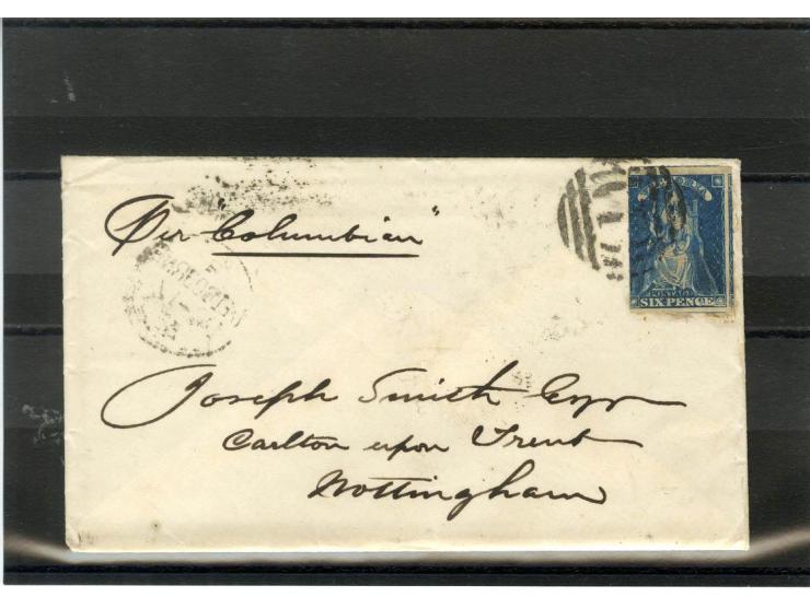 1850/59, 5 Briefe, 1 Teilbrief und eine Vorderseite mit diversen Frankaturen, dabei 5 Belege nach England