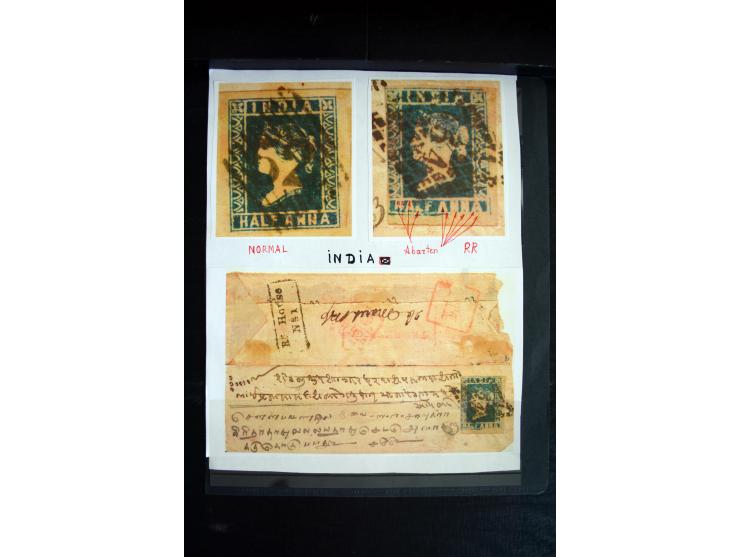 1855/1945, ca. 60 Briefe, Karten und Ganzsachen inkl. Feudalstaaten (u.a. 4 R-Briefe Hyderabad) und einigen Dokumenten mit St