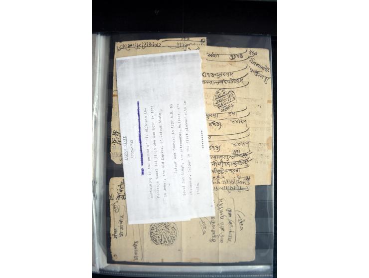 1855/1945, ca. 60 Briefe, Karten und Ganzsachen inkl. Feudalstaaten (u.a. 4 R-Briefe Hyderabad) und einigen Dokumenten mit St