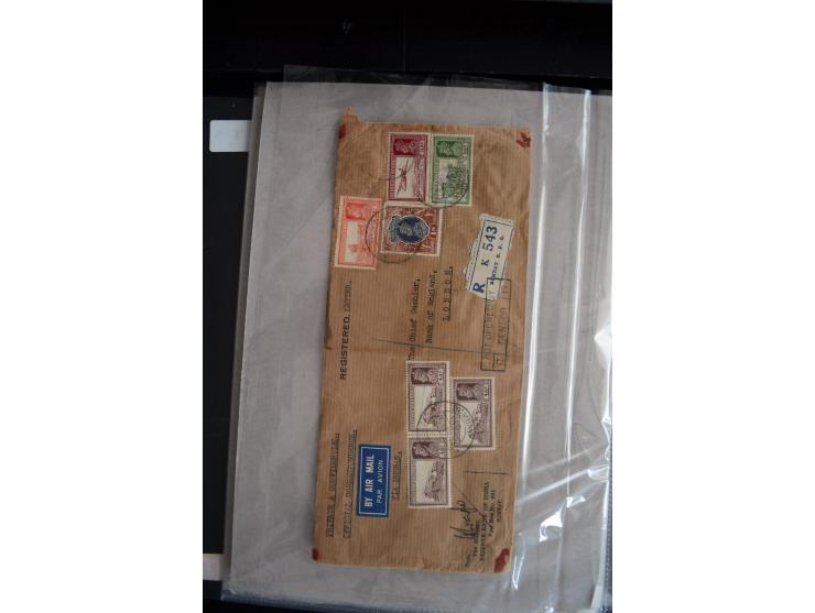 1855/1945, ca. 60 Briefe, Karten und Ganzsachen inkl. Feudalstaaten (u.a. 4 R-Briefe Hyderabad) und einigen Dokumenten mit St