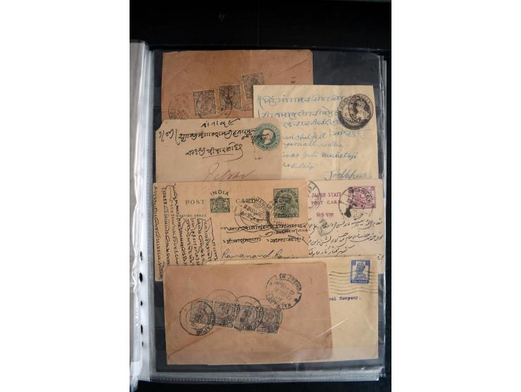 1855/1945, ca. 60 Briefe, Karten und Ganzsachen inkl. Feudalstaaten (u.a. 4 R-Briefe Hyderabad) und einigen Dokumenten mit St