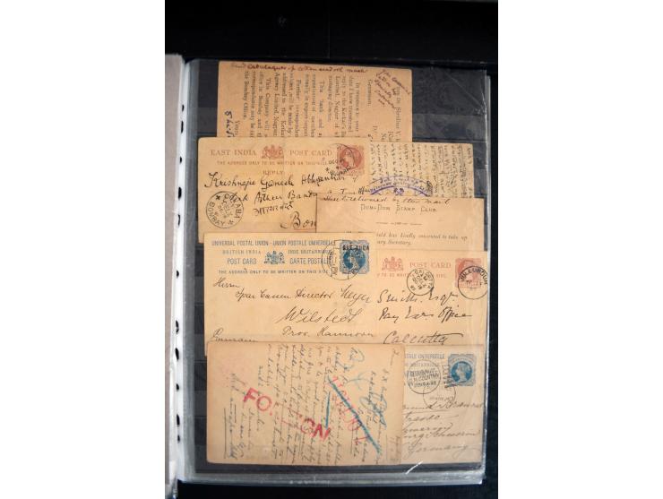 1855/1945, ca. 60 Briefe, Karten und Ganzsachen inkl. Feudalstaaten (u.a. 4 R-Briefe Hyderabad) und einigen Dokumenten mit St