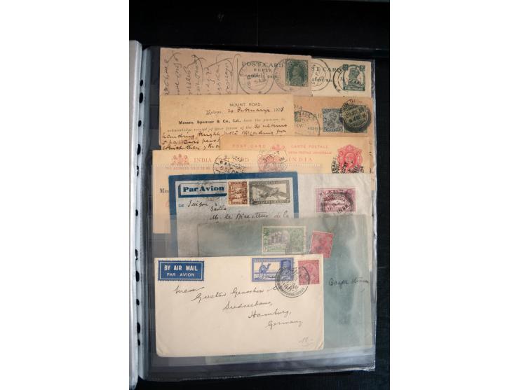 1855/1945, ca. 60 Briefe, Karten und Ganzsachen inkl. Feudalstaaten (u.a. 4 R-Briefe Hyderabad) und einigen Dokumenten mit St