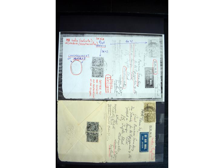 1855/1945, ca. 60 Briefe, Karten und Ganzsachen inkl. Feudalstaaten (u.a. 4 R-Briefe Hyderabad) und einigen Dokumenten mit St