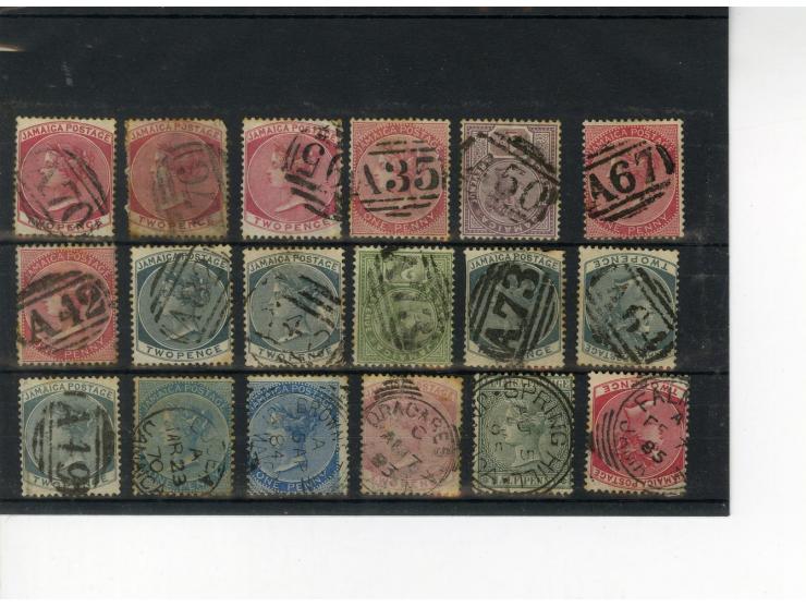 1860/1905 (ca.), Stempellot auf 87 Marken, dabei Nummern- und Ortsstempel, ex Sammlung "Frankfurt"