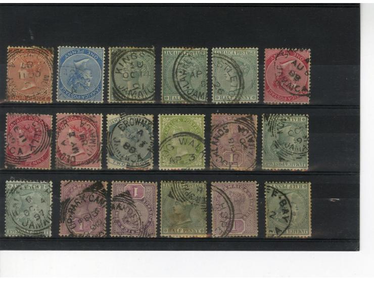 1860/1905 (ca.), Stempellot auf 87 Marken, dabei Nummern- und Ortsstempel, ex Sammlung "Frankfurt"
