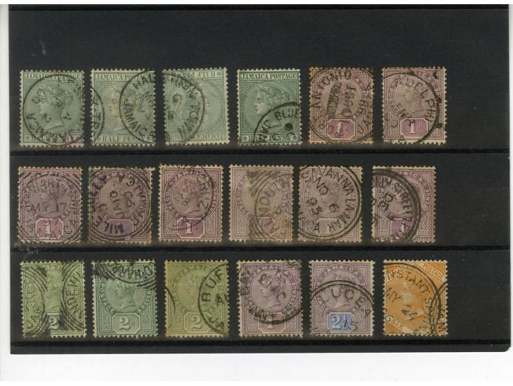 1860/1905 (ca.), Stempellot auf 87 Marken, dabei Nummern- und Ortsstempel, ex Sammlung "Frankfurt"
