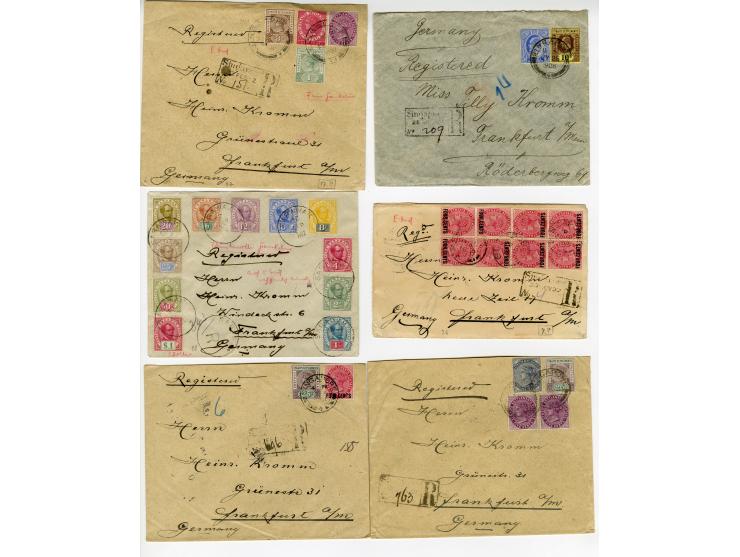 1891/1908 (ca.), 44 Briefe (38 Reco) mit Malaiischen Staaten, Straits Settlements, Labuan und Nordborneo, überwiegend philate