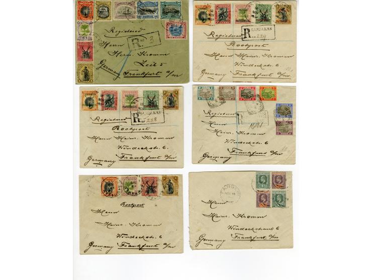 1891/1908 (ca.), 44 Briefe (38 Reco) mit Malaiischen Staaten, Straits Settlements, Labuan und Nordborneo, überwiegend philate