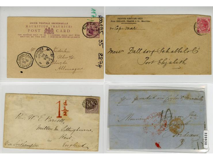 1818/1920 (ca.), 20 Briefe und Ganzsachen, dabei 2 Einschreiben, Overland Mail, Briefe nach Ägypten etc., ex Sammlung "Frankf
