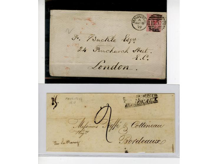 1818/1920 (ca.), 20 Briefe und Ganzsachen, dabei 2 Einschreiben, Overland Mail, Briefe nach Ägypten etc., ex Sammlung "Frankf