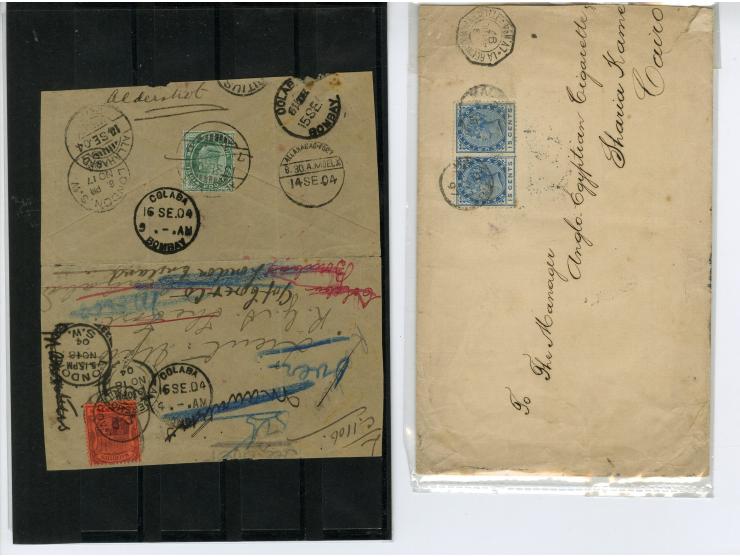 1818/1920 (ca.), 20 Briefe und Ganzsachen, dabei 2 Einschreiben, Overland Mail, Briefe nach Ägypten etc., ex Sammlung "Frankf