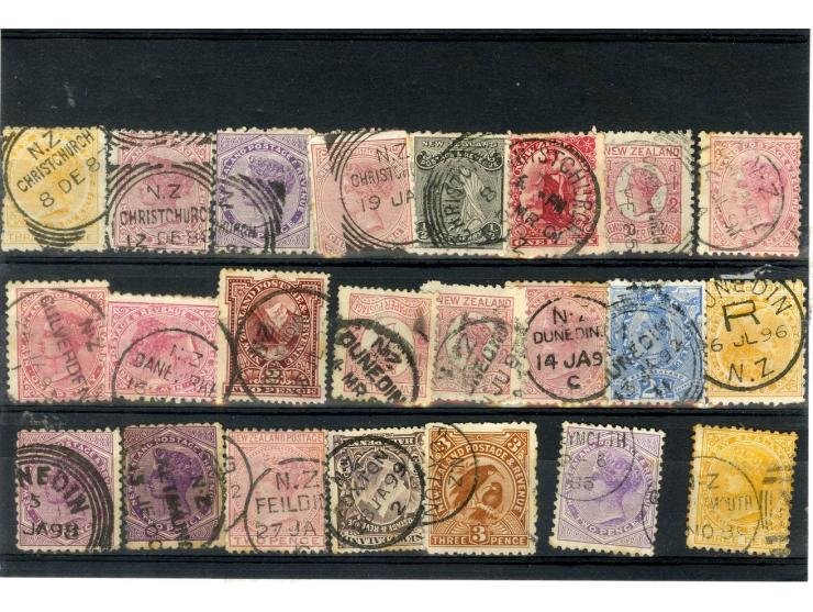 1858/1909 (ca.), Stempel-Zusammenstellung auf ca. 130 Marken, dabei Nummern- und Ortsstempel, ex Sammlung "Frankfurt"