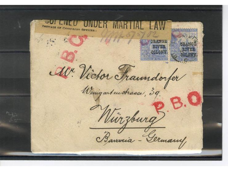 1899/1900, interessante Partie von 12 Briefen bzw. Karten, dabei Zensuren u.a. "Geopend inder Krijgswet", Australisches sowie