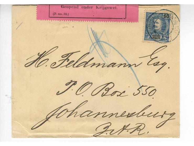 1899/1900, interessante Partie von 12 Briefen bzw. Karten, dabei Zensuren u.a. "Geopend inder Krijgswet", Australisches sowie