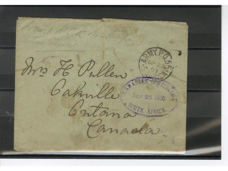 1899/1900, interessante Partie von 12 Briefen bzw. Karten, dabei Zensuren u.a. "Geopend inder Krijgswet", Australisches sowie