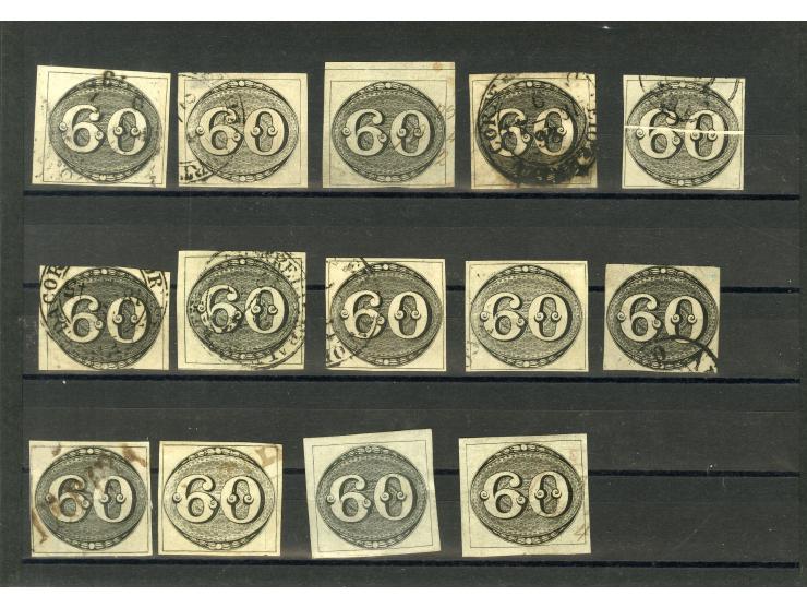 1843, 30 R. (9), 60 R. (13), 90 R. (3), überwiegend gestempelt, die Erhaltung reicht von repariert/Mängel bis Kabinett (Mi.-N