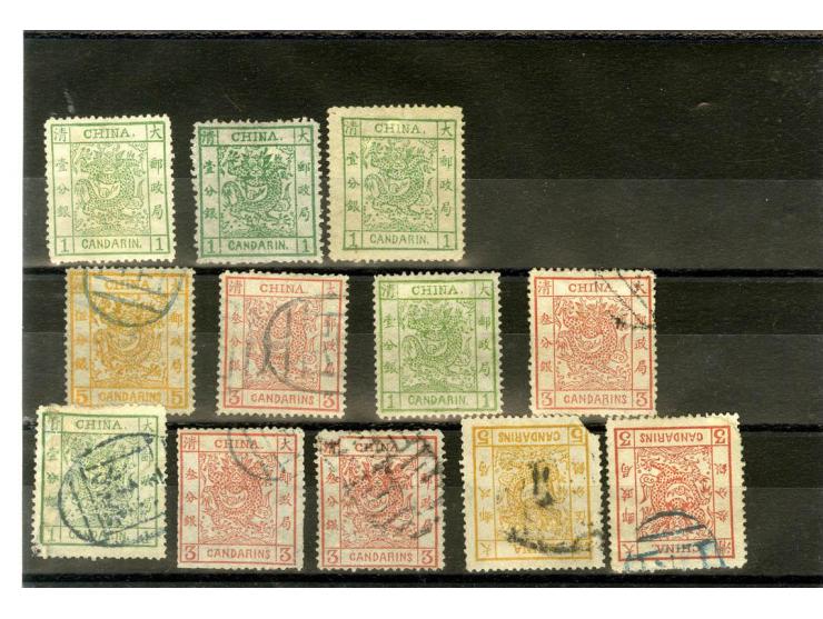 1878, Große Drachen, sehr interessante meist gestempelte Partie von über 40 Werten, dabei einige bessere Stempel, Erhaltung w