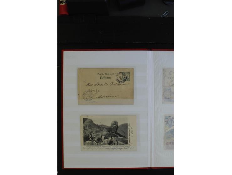 1901/43, 26 Briefe, Karten und Ganzsachen mit viel DP China und Kiautschou mit diversen Stempeln, Ansichtskarten und Feldpost