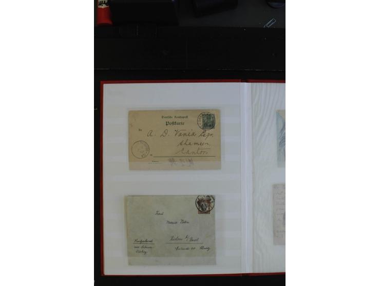 1901/43, 26 Briefe, Karten und Ganzsachen mit viel DP China und Kiautschou mit diversen Stempeln, Ansichtskarten und Feldpost