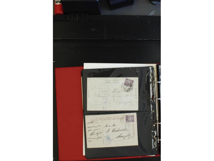 1904/65 (ca.), Partie Briefe, Karten und Ganzsachen, teils blanco gestempelt, dabei Auslandspostämter, Mondschukuo, Hongkong,