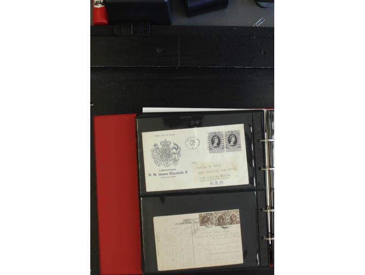 1904/65 (ca.), Partie Briefe, Karten und Ganzsachen, teils blanco gestempelt, dabei Auslandspostämter, Mondschukuo, Hongkong,