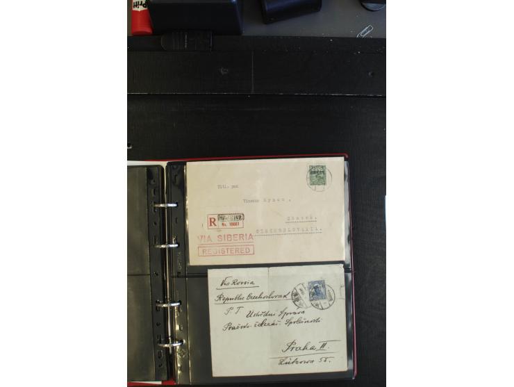 1904/65 (ca.), Partie Briefe, Karten und Ganzsachen, teils blanco gestempelt, dabei Auslandspostämter, Mondschukuo, Hongkong,