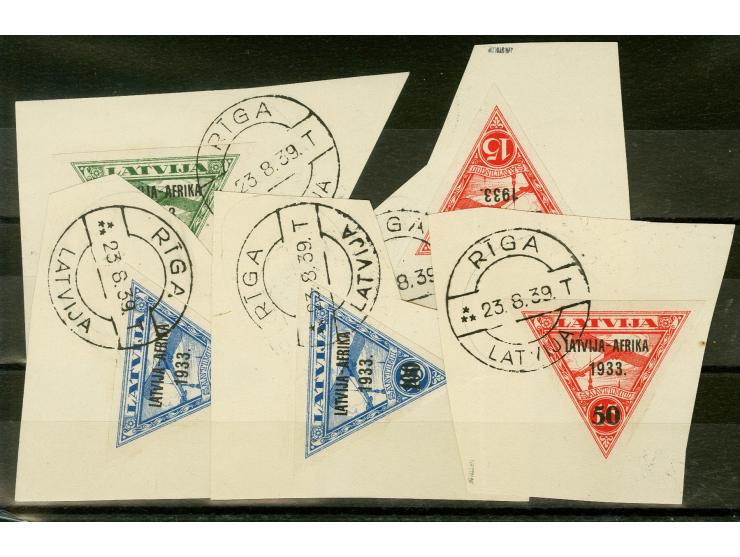 1933, Bathurst-Flight 10-100 s. tied by cds. "RIGA 23.8.39" to piece, fine
