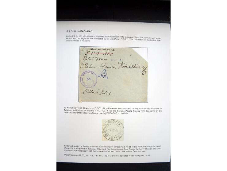 POLNISCHE FELDPOST IM IRAK: 1941/43, sehr interessante Ausstellungssammlung mit 20 Briefen, alles ausführlich beschriftet, ex