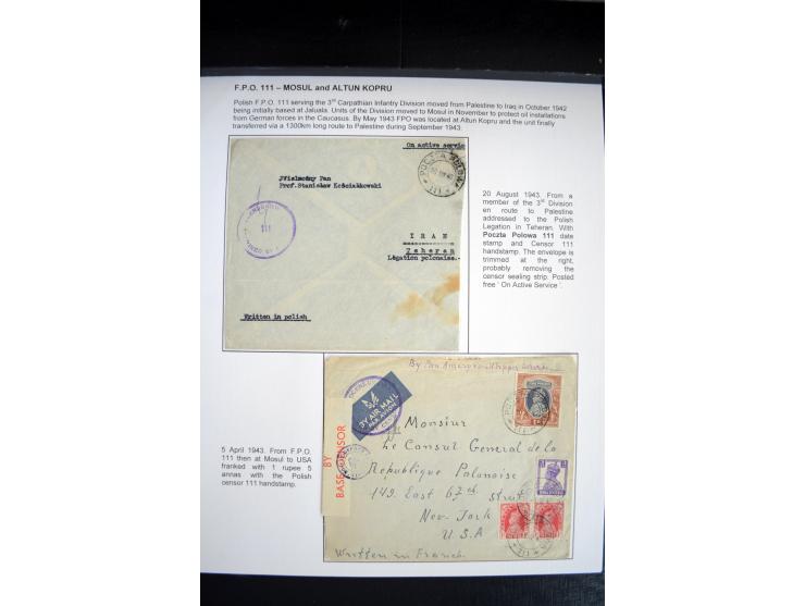 POLNISCHE FELDPOST IM IRAK: 1941/43, sehr interessante Ausstellungssammlung mit 20 Briefen, alles ausführlich beschriftet, ex