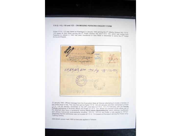 POLNISCHE FELDPOST IM IRAK: 1941/43, sehr interessante Ausstellungssammlung mit 20 Briefen, alles ausführlich beschriftet, ex
