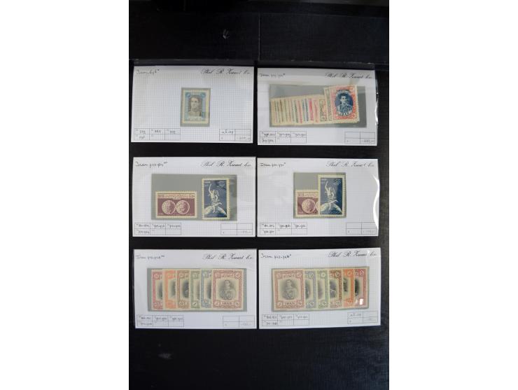 1865/1960, sehr schöne Partie auf Verkaufskärtchen, dabei starker teil Löwen-Ausgaben mit Riester- und Barre-Essays, Mi. II u