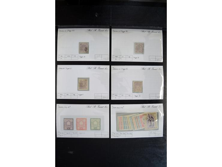 1865/1960, sehr schöne Partie auf Verkaufskärtchen, dabei starker teil Löwen-Ausgaben mit Riester- und Barre-Essays, Mi. II u