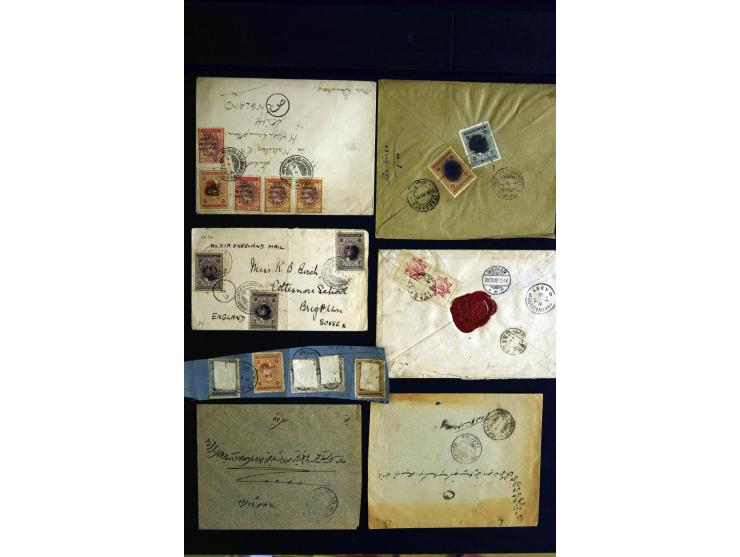1879/1940 (ca.), über 200 Briefe und Karten mit vielen besseren und teils seltenen Frankaturen, zensuren, etc., einige mit At