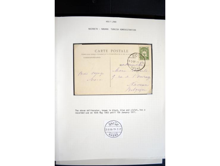 1890/1917 (ca.), Türkische Post, interessanter Posten Briefe, Karten und Ganzsachen, alle mit Stempeln von Palästina, dabei b