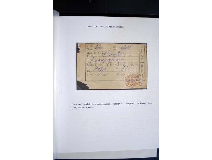 1890/1917 (ca.), Türkische Post, interessanter Posten Briefe, Karten und Ganzsachen, alle mit Stempeln von Palästina, dabei b
