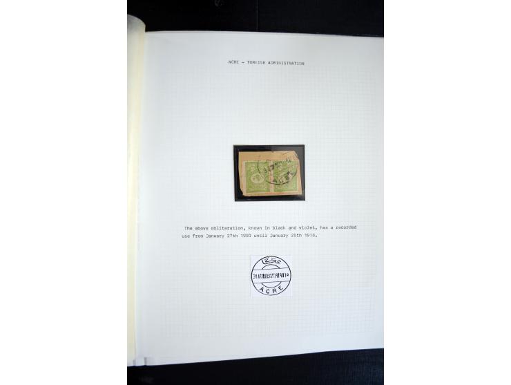 1890/1917 (ca.), Türkische Post, interessanter Posten Briefe, Karten und Ganzsachen, alle mit Stempeln von Palästina, dabei b