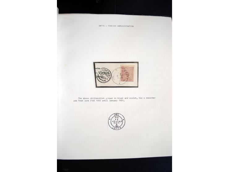 1890/1917 (ca.), Türkische Post, interessanter Posten Briefe, Karten und Ganzsachen, alle mit Stempeln von Palästina, dabei b