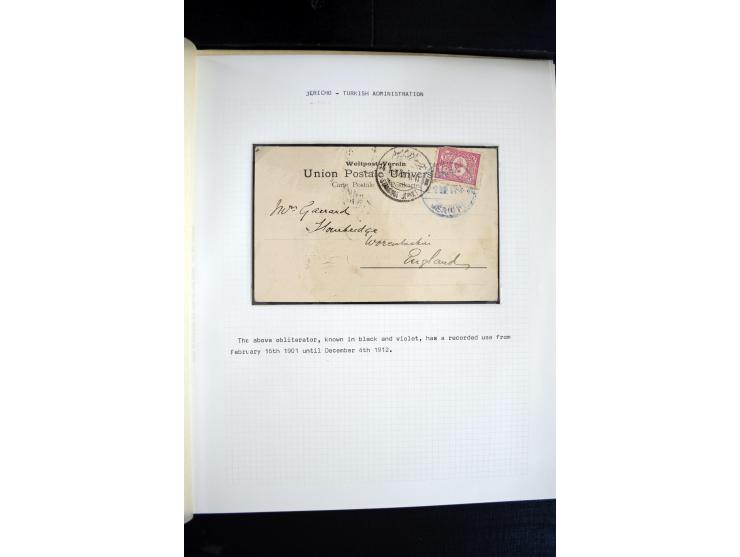 1890/1917 (ca.), Türkische Post, interessanter Posten Briefe, Karten und Ganzsachen, alle mit Stempeln von Palästina, dabei b