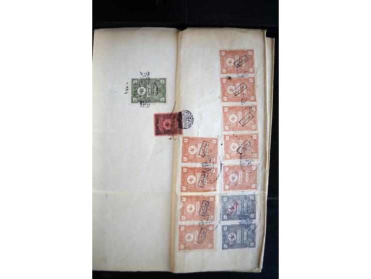 1890/1917 (ca.), Türkische Post, interessanter Posten Briefe, Karten und Ganzsachen, alle mit Stempeln von Palästina, dabei b