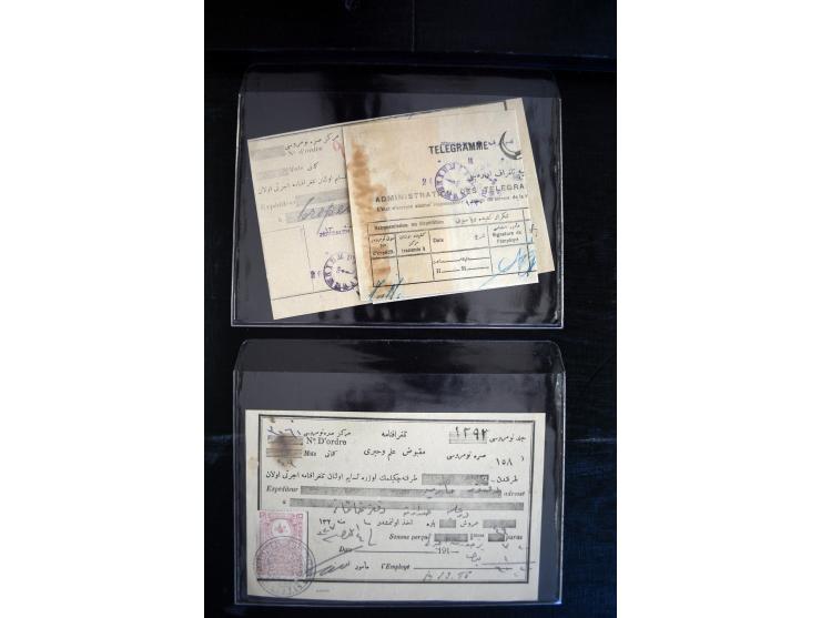 1890/1917 (ca.), Türkische Post, interessanter Posten Briefe, Karten und Ganzsachen, alle mit Stempeln von Palästina, dabei b