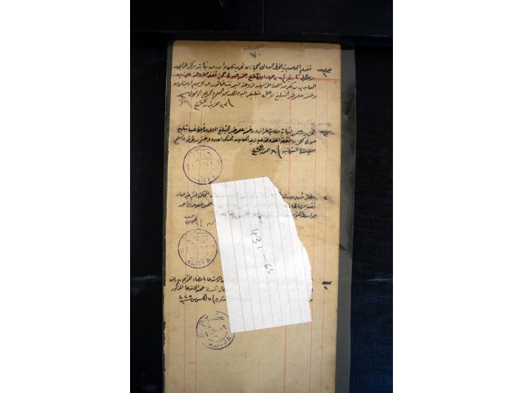 1890/1917 (ca.), Türkische Post, interessanter Posten Briefe, Karten und Ganzsachen, alle mit Stempeln von Palästina, dabei b