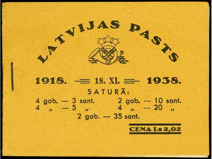 1938, 20th Anniversary of the Republic, booklet with 4 stamps at 3 s., 4 stamps at 5 s., 3 stamps at 10 s., 4 stamps at 20 s.