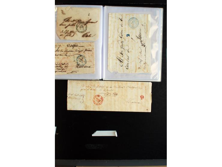 1841/56, ca. 80 Briefe von bzw. nach Cuba, dabei viele verschiedene Orte, diverse Tax und Neben-Stempel mit besseren, meist g