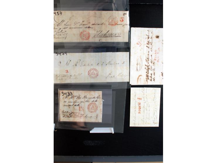 1841/56, ca. 80 Briefe von bzw. nach Cuba, dabei viele verschiedene Orte, diverse Tax und Neben-Stempel mit besseren, meist g