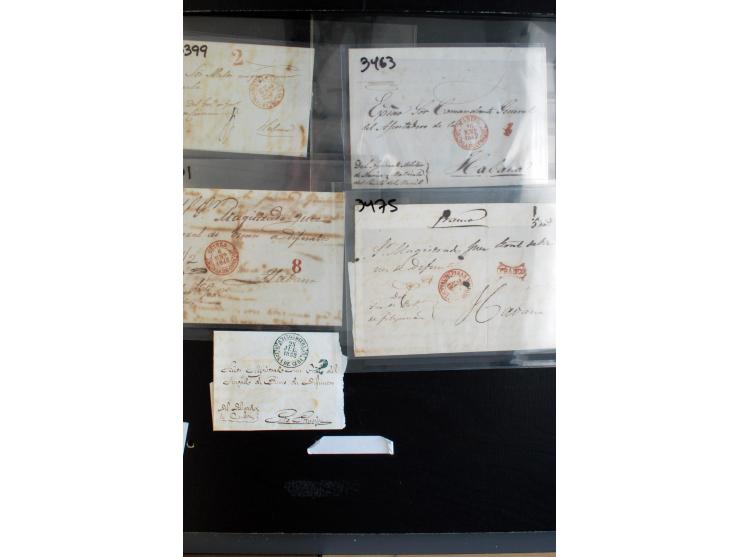 1841/56, ca. 80 Briefe von bzw. nach Cuba, dabei viele verschiedene Orte, diverse Tax und Neben-Stempel mit besseren, meist g