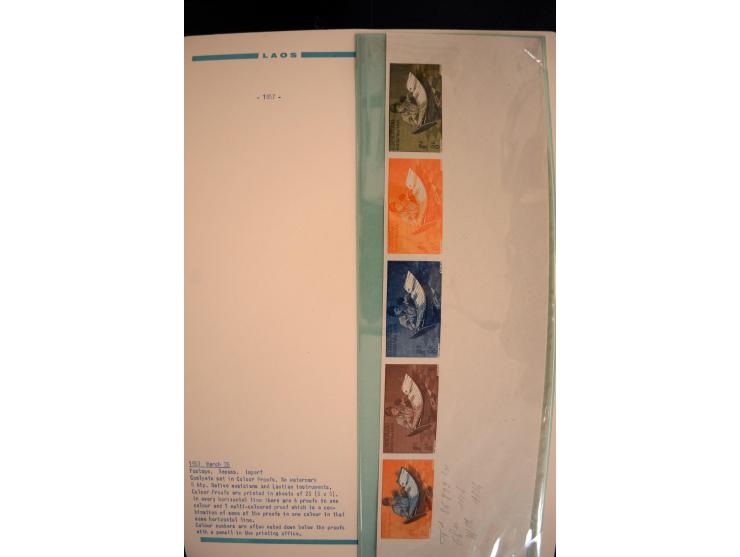 LAOS UND KAMBODSCHA: 1950/80 (ca.), umfangreicher Sammlungsbestand in 4 Schubern und Kiste mit vielen ungezähnten Ausgaben un