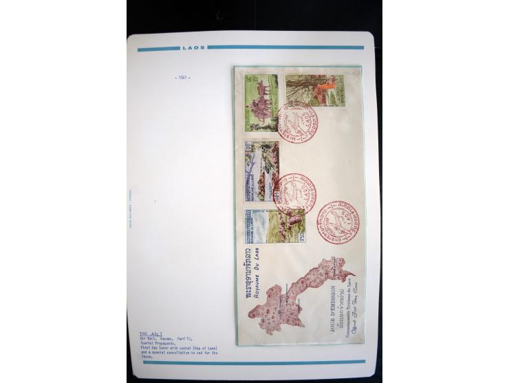 LAOS UND KAMBODSCHA: 1950/80 (ca.), umfangreicher Sammlungsbestand in 4 Schubern und Kiste mit vielen ungezähnten Ausgaben un