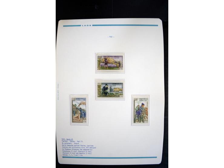 LAOS UND KAMBODSCHA: 1950/80 (ca.), umfangreicher Sammlungsbestand in 4 Schubern und Kiste mit vielen ungezähnten Ausgaben un
